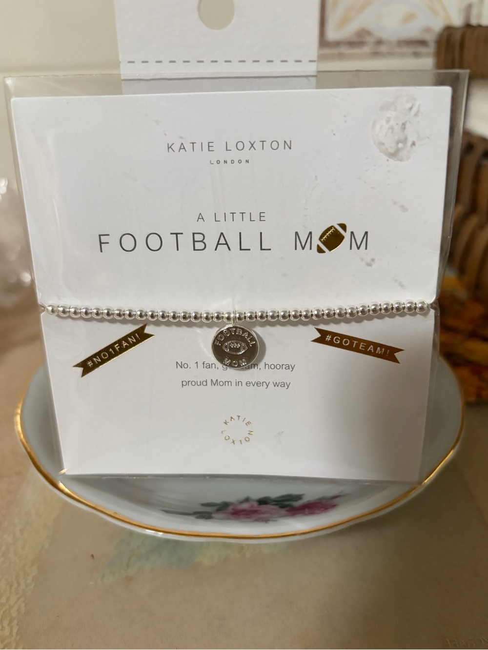 Katie Loxton Silver 'Football Mom' Beaded Bracelet